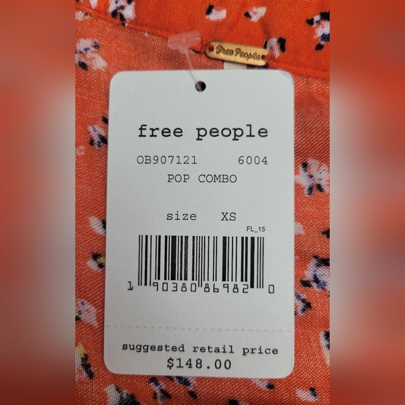 NWT Free People Vibrant Orange Floral Midi Dress | Size XS - Picture 4 of 5